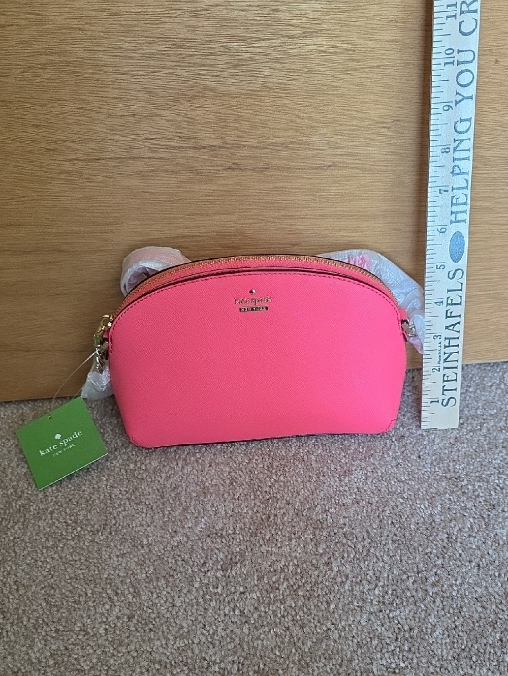 kate spade Hot Pink Saffiano Crossbody Pouch with Gold Hardware